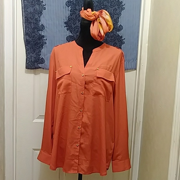 Charter Club Tops - Charter Club Orange Blouse Sz XL